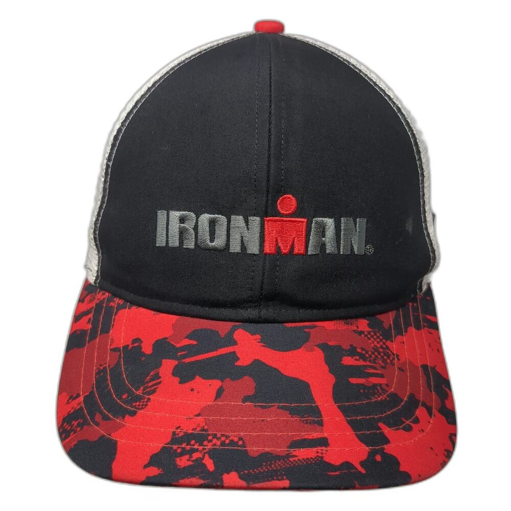 BOCO Gear Ironman Trucker Hat Black Red White One Size Camo Mesh Snapback